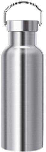 Gteller Stainless Steel Vacuum Insulated Water Bottle 34/25/20/17/12oz 18/8 for Hot and Cold Drinks, Double Walled, Leak Proof (Silver(17oz))