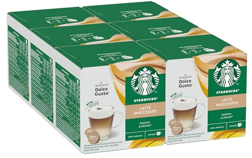 STARBUCKS Latte Macchiato by Nescafé Dolce Gusto, Capsules de Café 6 x 12 (72 Capsules)