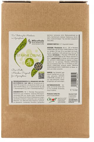 MikroVeda Bio-Stammlösung - Effektive Mikroorganismen - 15 Stämme - Farming - Urlösung - Bodenaktivator und -hilfsstoff - Kompost - Teiche - Garten - Agrarwirtschaft - VEGAN (5l)