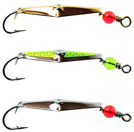 Clarkspoon Trolling Spoon Lures for Saltwater Fishing (Size 0-3 Pack (Chrome/Gold/Chartreuse Flash))
