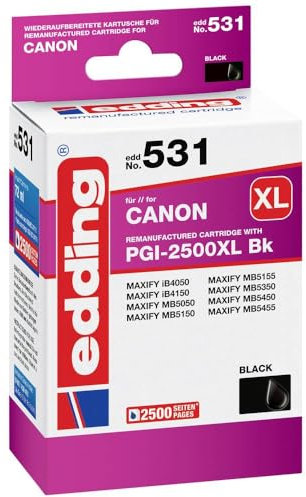 edding Druckerpatrone ersetzt Canon PGI-2500BK XL Kompatibel Schwarz EDD-531 18-531