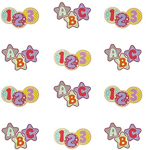 Oblique Unique® ABC 123 Konfetti 12 Stk. Schuleinführung Einschulung Schulanfang Tisch Dekoration Streu Deko Kreis Stern Form Jungen Mädchen