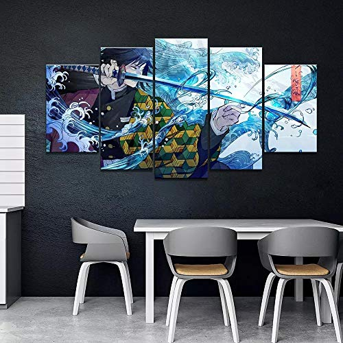ERSHA Kunst Wanddekor Malerei 5 Panels HD Bild Japan Anime Boy Bild Tomioka Giyuu Demon Slayer Poster Animation