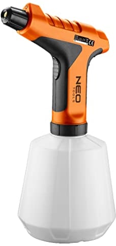 Neo Tools Akku-Drucksprüher 1l Füllinhalt | Schnurloses Micro-USB 3,6V-Sprühgerät 2000 mAh | Gartenspritze | Düse von Vollstrahl bis Sprühnebel verstellbar | Reichweite des Sprühstrahls 6 m