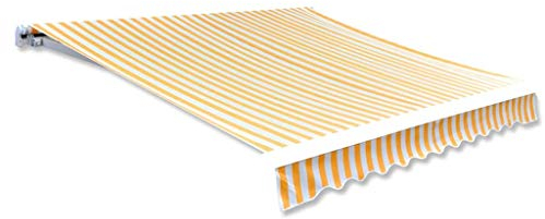 Markisenstoff Sonnenschutz Ersatz- Markisentuch Ersatz - Markisenbespannung Ersatzstoffe - UV-resistent, witterungsbeständig - Dem Balkon oder im Garten - Orange & Weiß 350×250 cm (ohne Rahmen)