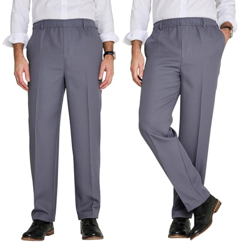 Chums Men's Pack of 2 Elasticated Waist Pull-On Trousers | 3 Pockets, Drawcord, Stretch Waistband, Durable & Comfortable