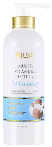 Multi-Vitamin Whitening Aufhellende und feuchtigkeitsspendende Körperlotion, nicht fettend, mit Glutathion, Hyaluronsäure, geeignet für Ellbogen, Knöchel, Arme, Beine. Hautpflege für Damen 500ML