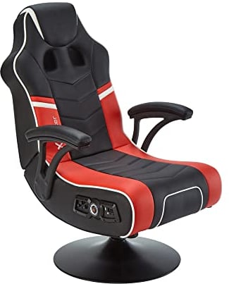 X ROCKER Viper 2.1 Foldable Gaming Chair with Speakers and Subwoofer for Gamers, Audio Pedestal Console Games Chair, Faux Leather PU with Bluetooth, Compatible with XBOX PS4 PS5 Switch - Black/Red