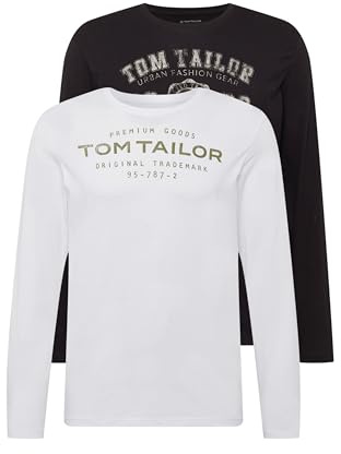 TOM TAILOR Herren Langarmshirt im Doppelpack