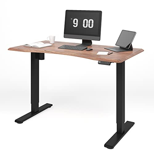 FLEXISPOT Höhenverstellbarer Elektrisch Schreibtisch(140 x 70 cm) | Mit Curved Tischplatte | Umweltfreundlich und Ergonomisch | 2-Fach Beine + Single-Motor.(Braun, Gestell Schwarz)
