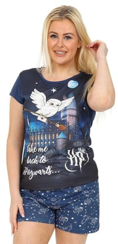 Harry Potter Pyjama court Hedwig Take Me Back to Hogwarts pour femme, bleu, 36-38