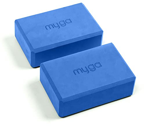 Myga Yoga Blocks - Pair of High Density Foam Bricks for Yoga, Pilates and Fitness for Balance, Support & Flexibility - Non Slip, Lightweight & Durable Foam Blocks for Home, Gym & Travel (Royal Blue)