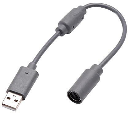 Breakaway USB Cable Lead Replacement Dongle for Microsoft Xbox 360 Wired Controller (Grey)