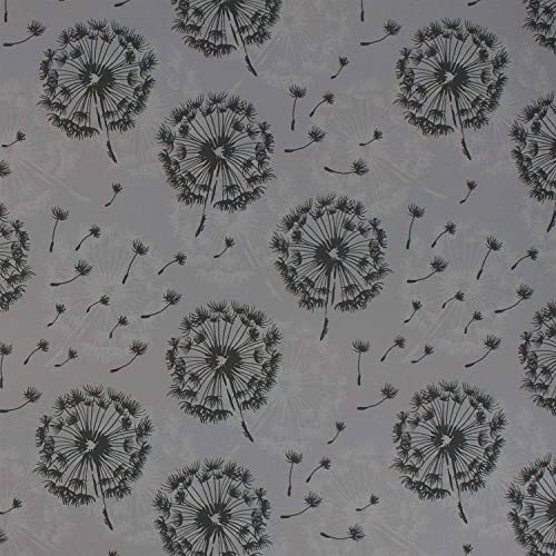 Softshell Stoff Pusteblumen, wind- und wasserabweisend, grau (50cm x 145cm)