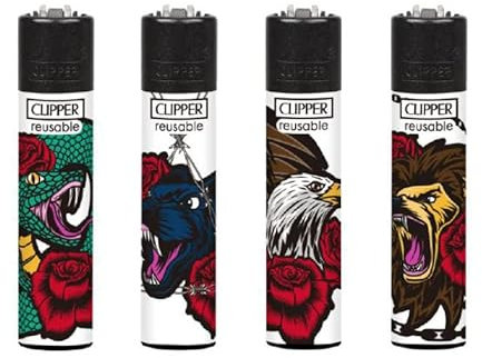 Clipper® Feuerzeuge - 4er Set + Crystal Balls (Hardcore Jungle)