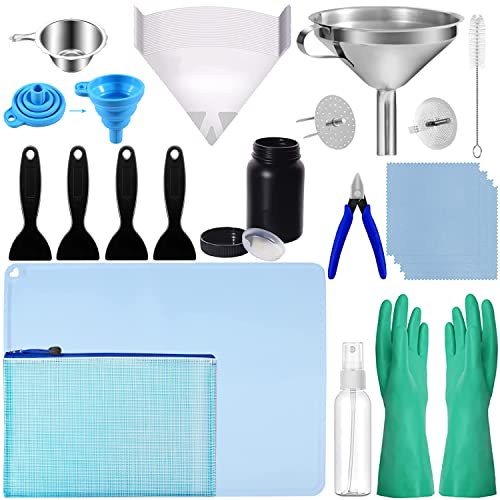 LCD 3D Drucker Zubehör Resin Tool Kit Enthält Edelstahl Trichter, Harzfilter, Silikonpad, Lichtempfindliche Harzflasche, Grundwerkzeuge für SLA/DLP-Druck