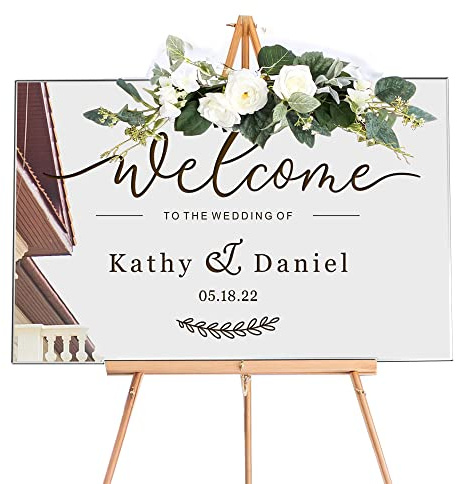 Welcome to Our Wedding Sign Personalised Wedding Entrance Sign Custom Welcome Weddings Signs Mirror Acrylic Guide Plaque Weddings Mirror Signs(Silver S Design 2)