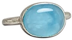 Aqua Chalcedon Ring, Sterling Silber Ring, Boho Statement Ring, März Birthstone Ring, blauer Chalcedon Ring, handgefertigter Silberring (57 (18.1))