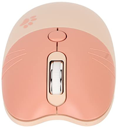Naroote Souris sans fil en forme de chat mignon, souris sans fil 2,4 G avec fonction muet pour femme, bureau, maison (couleur thé au lait)