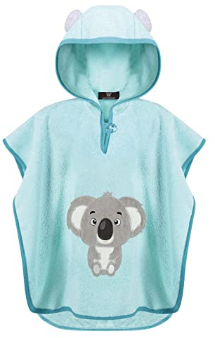 LAYNENBURG Premium Poncho de bain enfants avec capuche - 100% coton - OEKO TEX - bébé garçon fille serviette poncho éponge - 1-3 ans/Koala