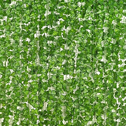 Dolicer 36 Strands 252Ft Fake Vines for Bedroom, Artificial Ivy Garlands with Fake Leaves, Fake Ivy Vines Greenery Garlands, Hanging Vines Fake Plants for Wall Decor Wedding Room Garden Aesthetic,