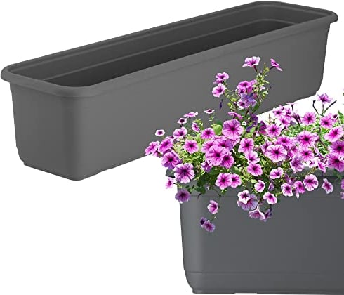 KADAX Fioriera 60 cm, antracite – Fioriera da balcone in plastica di alta qualità, per interni ed esterni, vaso da fiori per balcone, terrazza, davanzale