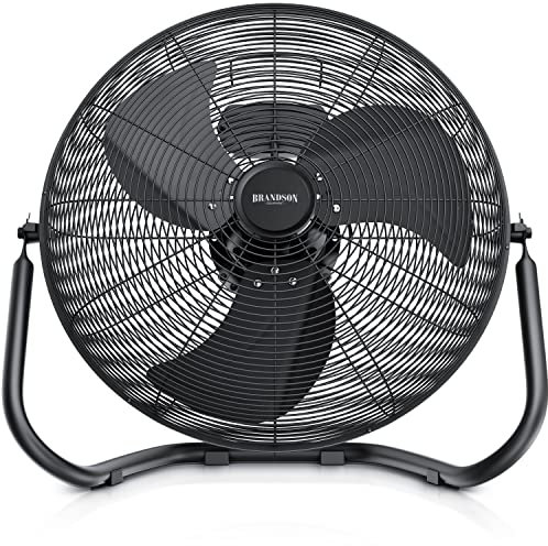 Brandson - Ventilateur de Sol Design rétro, Ventilateur sur Pied de 50 cm de diamètre, Ventilateur métallique 160W, 3 Vitesses, Faible, Moyenne, Haute, Débit d'air élevé, Inclinable à 120°, Noir