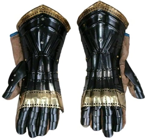 Mittelalterliche Rüstung Stulpen Historische Nazgul Arm Handschuhe Ritter Larp Krieger Stulpen Schwarze Kreuzritter Arm Handschuhe Rollenspiel Kostüm, Schwarz , One size