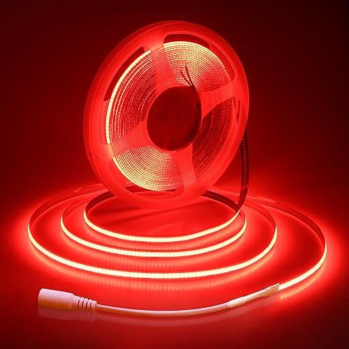 ALITOVE COB LED Streifen 24V LED Stripes 10m Rot 320LEDs/M Nicht Wasserdicht IP30 LED Band 8mm Breite für DIY Innenbeleuchtung Heimdekoration (Ohne Netzteil und Dimmer)