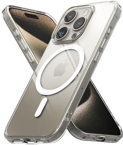 Ringke Fusion Magnetic für iPhone 15 Pro Hülle, [Kompatibel mit MagSafe] Dauerhafte Transparenz Kratzfest Transparente Weicher Bumper Handyhülle für Magnetisches Laden/Zubehör - Clear