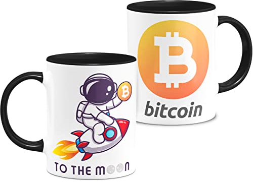 Cryptocurrency Tasse 3D Coin To The Moon Bitcoin DogeCoin Solana Monero Shiva Weißer Keramik-Frühstücksbecher 11oz (Btc-astro-blk)