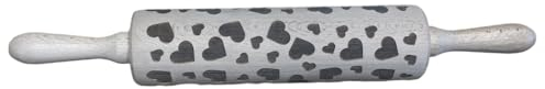 efo Embossed Rolling Pin with Engraved Design - Decorative Dough Roller - Cake Baking Accessories to Make Unique Bakes and Pottery - Beautifully Handmade Patterned Rolling Pin 40cm (Hearts)