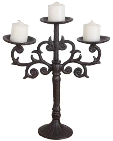 Candelabra 3 Arms Candelabra Cast Iron Metal Candle Stand Antique Candlestick Decorative Candle Holders for Pillar Candles
