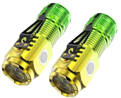 2 Stück Mini-Taschenlampe Mit Dreiäugigem Monsteres, Three-eyed Monster Mini Flashlight, LED Taschenlampe Mini Extrem Hell, Taschenlampe LED Aufladbar, Wasserdichte Taschenlampe mit 5 Modi (Grün)