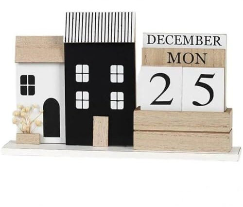 Dekorativer Kalender Perpetual Kalender Holz Wiederverwendbarer Austauschbarer Desktop -Kalender 12 Karten Vintage Handgefertigte Schreibtischkalender