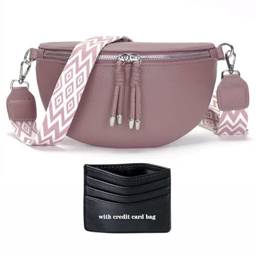 SOGYECS Bauchtasche Damen Veganes Leder Crossbody Bag Damen Umhängetasche Damen Klein Handytasche Zum Umhängen Lila