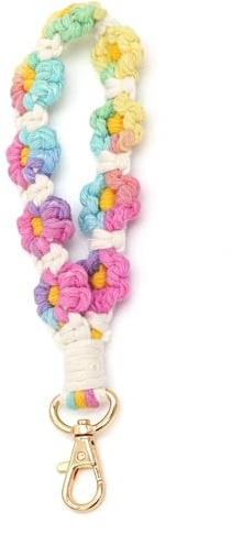 Moydolo Boho niedlichen Gänseblümchen Blume Armband Schlüsselbund Schlüsselanhänger Armband Handgelenk Lanyard für Frauen Mädchen