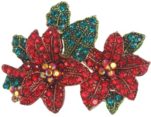 Mecool Brosche für Damen, rote Mohnblumen-Brosche mit Kristall, Erinnerungstag, Mohnblumen-Broschen, Helden-Veteranen-Gedenk-Mohnblumen-Abzeichen