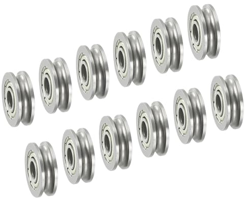 PATIKIL 12 Stück U-Nut Lager 4x13x4mm U-Nut Führungsrolle Kohlenstoffstahl | Schienenrollenlager Rad, Abgedichtetes Kugellager, Für Schienenführung Bewegungssystem