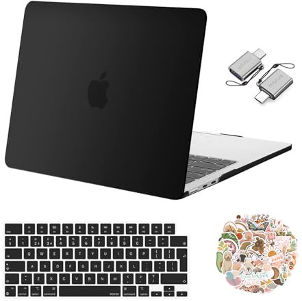 MOSISO Compatible with MacBook Air 13 inch Case 2025 2024 2023 2022 M4 M3 M2 A3240 A3113 A2681, Hard Shell Cover&Keyboard Skin&Laptop Decals&Type C for MacBook Air 13.6 inch Case, Black