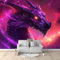Fototapete Rot-Lila Drache 200x140 cm Vlies Tapete 3D Effekt Moderne Wandtapete Dekoration, für Wohnzimmer Schlafzimmer TV-Hintergrund Wanddeko Wallpaper