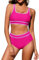 FemiChic Maillot de Bain Femme 2 Pieces Ensemble Bikini Chic Push Up Rembourré Taille Haute Bas de Maillots Deux Pièces Plage Piscine Grande Taille Été(Rose,M)