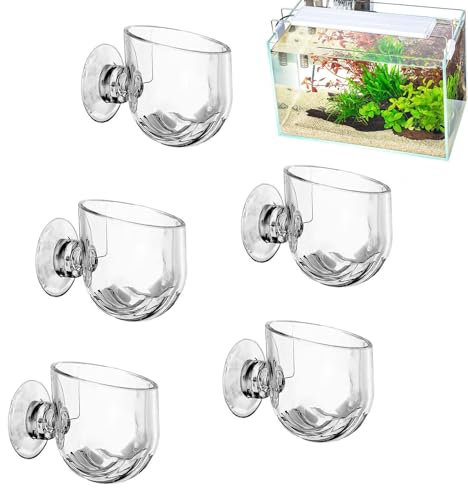Bollisate 5 Pack Acrylic Aquatic Plant Cup, Aquarium Plant Holder, Fish Tank Suction Cups Aquarium Plant Pots, Aquarium Red Worm Fish Feeder Round Bottom