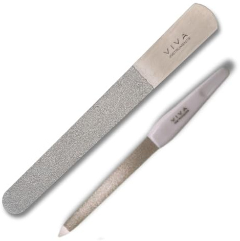 Nail File Diamond Deb Nail File Set Foot Dresser Stainless Steel - Double Sided Diamond Dust Coating Podiatry Foot Care Instruments Professional Quality Product Chiropody File - Viva (15cm)