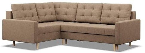 Mebligo - Ecksofa mit Schlaffunktion und Bettkasten Elma, Eckcouch mit Ottomane Links, Sofa L Form (BxTxH) 223 x 172 x 88 cm, Couch Wohnzimmer, Ecke Sofa, Braun (Lux 2)