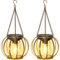 BUCASA Solar Lights Outdoor Garden, 2 Pack Hanging Solar Lanterns with Chain and Hook, Metal Waterproof Garden Ornaments Outdoor for Decoration Pathway Patio Yard(Warmwhite)