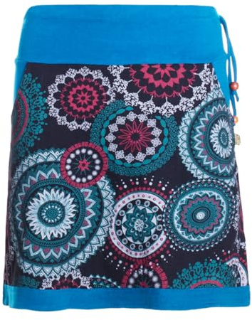 Vishes Alternative Bekleidung - Damen Mini-Rock Baumwolle Mandala-Muster extra breiter Bund mit Kordel-Zug und Taschen