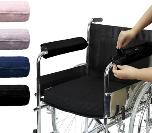 SPRING SEAON Wheelchair Armrest Pads Covers Fuzzy Desk Chair Arm Pads Soft | Wheelchair Accessories,Washable Covers,Adult Potty Chair Arm Covers, Fits Wheelchairs & Computer &Transport & Office Chairs