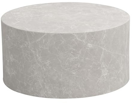 Wohnling Couchtisch MONOBLOC 60x60x30 cm in Stein-Optik Sandfarben, Design Wohnzimmertisch Rund, Lounge Sofatisch Beige, Kaffeetisch Modern