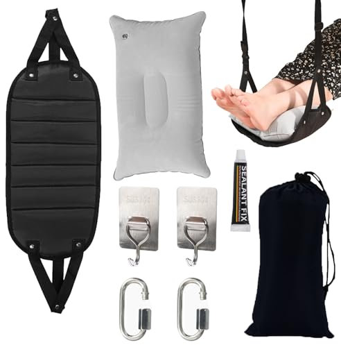 LIUYIDM Flugzeug-Fußhängematte 8 Stück Schwarz Polyester Schaumstoff FußStüTze Schreibtisch Foot Hammock Airplane, Zur Linderung von Schmerzen und Schwellungen WÄHrend Langer Reisen